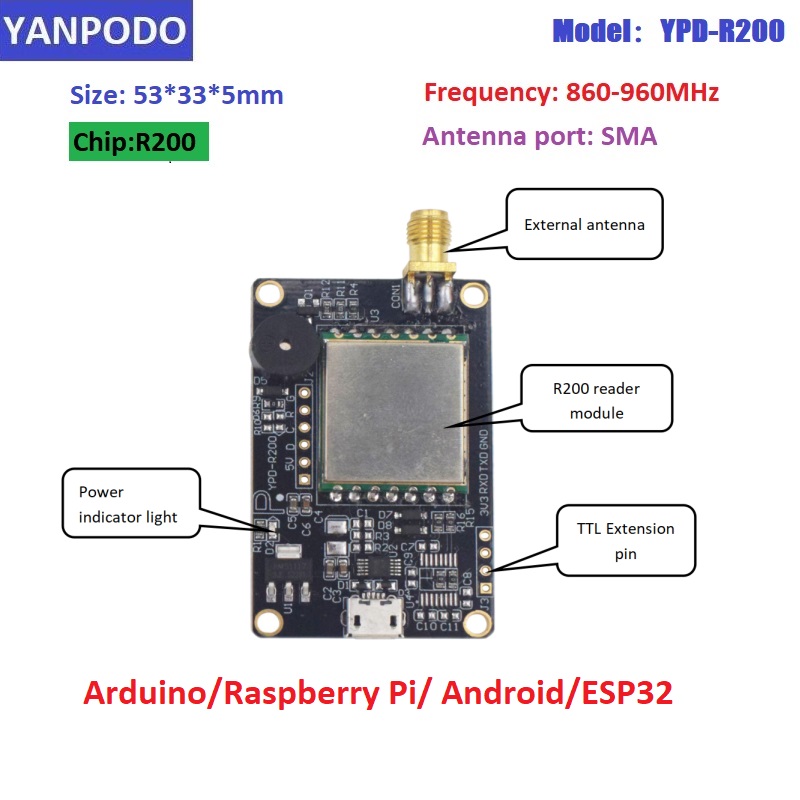 R200 Chip UHF RFID Reader Modu - Esp32 Uart Module ulasan dan harga